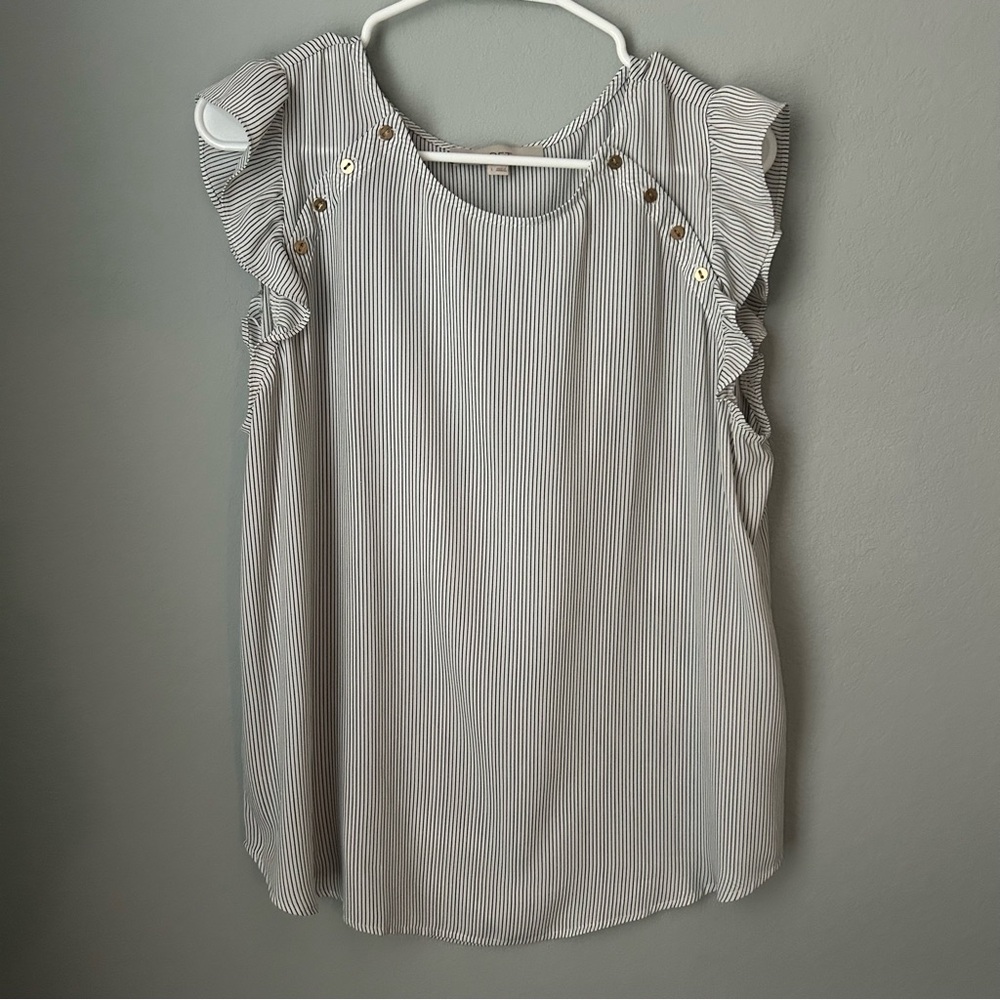 Striped Ruffle Sleeve Top
